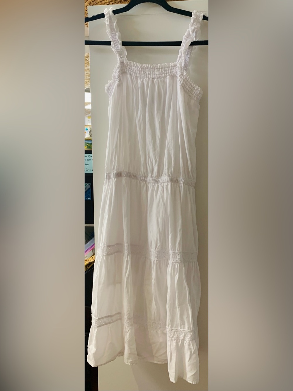Red Haute White Sundress with Smocked Bodice and Ruffled Straps